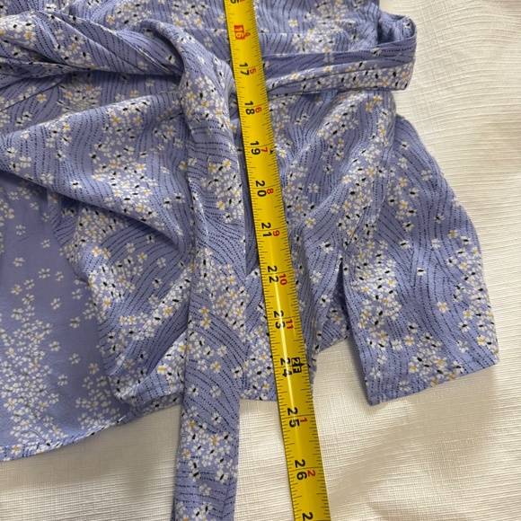 Per Una by Mark and Spenser V neck longsleeve Blue and White Wrap Blouse size 16 - Picture 9 of 10